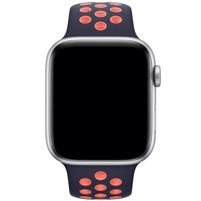 Bovenzijde van het Apple Watch Sportbandje Athletic Donkerblauw Mango